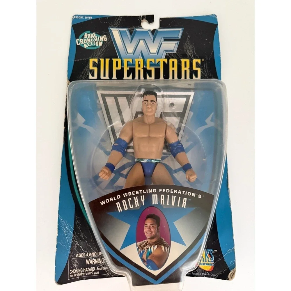 WWF/WWE Jakks Pacific Rocky Maivia‎ Figure Bone Crunching Series 5 1997 RARE